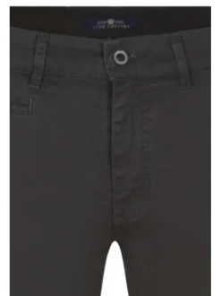 Pantalon Chino en coton gris uni avec une coupe ajustée et fermeture zippée