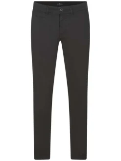 Pantalon Chino en coton gris uni avec une coupe ajustée et fermeture zippée