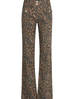 Pantalon Chino en coton à imprimé léopard avec passants pour la ceinture