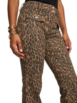 Pantalon Chino en coton à imprimé léopard avec passants pour la ceinture