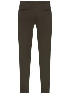Pantalon chino en coton kaki uni avec une coupe ajustée et des passants