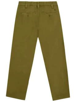 Pantalon chino en coton kaki uni avec une coupe bootcut et un logo brodé