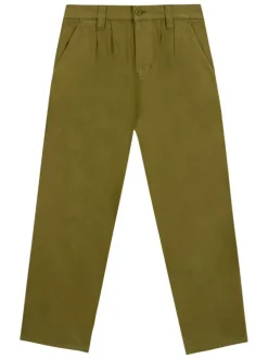 Pantalon chino en coton kaki uni avec une coupe bootcut et un logo brodé