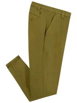 Pantalon chino en coton kaki uni avec une coupe bootcut et un logo brodé