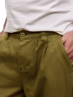 Pantalon chino en coton kaki uni avec une coupe bootcut et un logo brodé