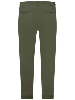 Pantalon chino en coton kaki uni avec une coupe regular fit