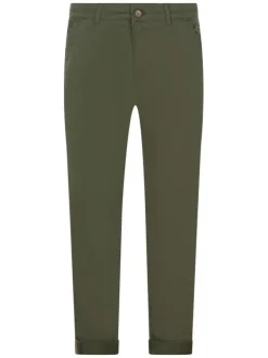 Pantalon chino en coton kaki uni avec une coupe regular fit