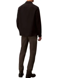 Pantalon chino en coton kaki uni coupe slim avec fermeture bouton