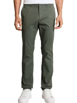 Pantalon chino en coton kaki uni pourvu de passants pour la ceinture