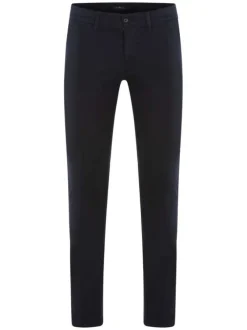Pantalon chino en coton marine avec une coupe ajustée et à 5 poches