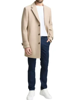 Pantalon chino en coton marine avec une coupe slim et une taille intermédiaire