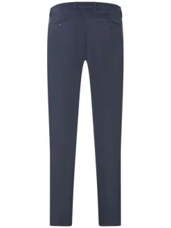 Pantalon chino en coton marine uni avec une coupe droite et des poches