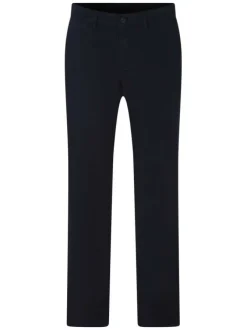 Pantalon chino en coton marine uni pourvu d'une coupe droite
