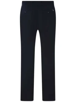 Pantalon chino en coton marine uni pourvu d'une coupe droite