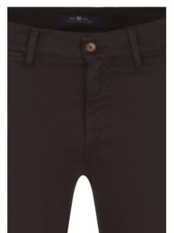 Pantalon Chino en coton marron uni avec une coupe ajustée et une poche gousset