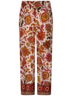 Pantalon chino en coton multicolore à motifs pourvu d'une coupe large