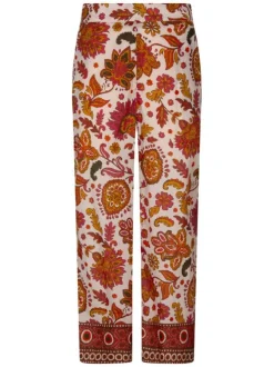 Pantalon chino en coton multicolore à motifs pourvu d'une coupe large