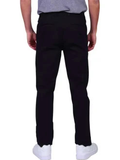 Pantalon chino en coton noir uni avec une coupe ajustée et une taille élastiquée