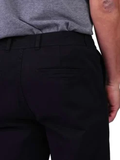 Pantalon chino en coton noir uni avec une coupe ajustée et une taille élastiquée