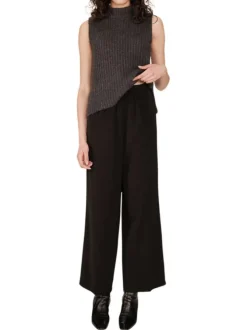 Pantalon chino en coton noir uni avec une coupe bootcut et 2 poches