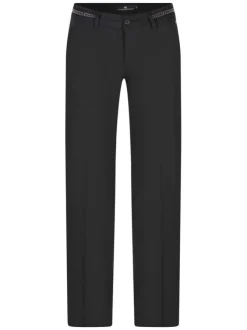 Pantalon chino en coton noir uni avec une coupe regular et des strass à la ceinture