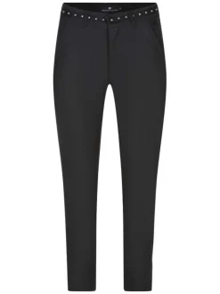 Pantalon chino en coton noir uni avec une coupe slim et des passants