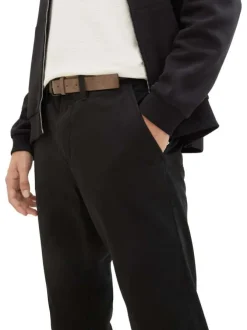 Pantalon Chino en coton noir uni avec une coupe slim et poches latérales