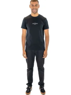 Pantalon Chino en coton noir uni avec une coupe slim et poches latérales