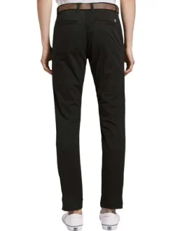 Pantalon Chino en coton noir uni avec une coupe slim et poches latérales