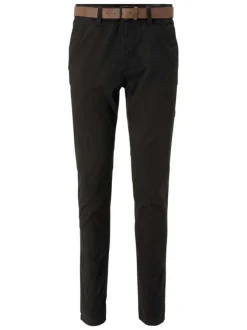 Pantalon Chino en coton noir uni avec une coupe slim et poches latérales