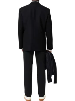 Pantalon chino en coton noir uni à coupe slim et taille intermédiaire