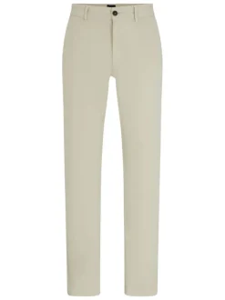 Pantalon Chino en coton sable uni avec une coupe slim et 6 passants