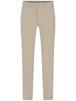 Pantalon chino en coton sable uni à coupe slim et à taille intermédiaire