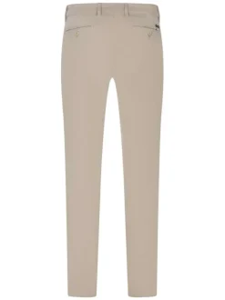 Pantalon chino en coton sable uni à coupe slim et à taille intermédiaire