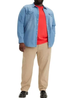 Pantalon Chino en coton stretch beige uni, coupe ajustée et taille élastiquée