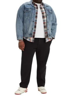 Pantalon Chino en coton stretch noir uni, coupe ajustée et taille élastiquée