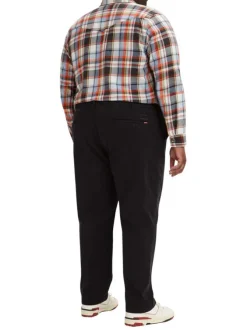 Pantalon Chino en coton stretch noir uni, coupe ajustée et taille élastiquée