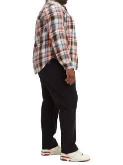 Pantalon Chino en coton stretch noir uni, coupe ajustée et taille élastiquée