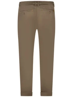 Pantalon chino en coton taupe uni avec une coupe regular fit