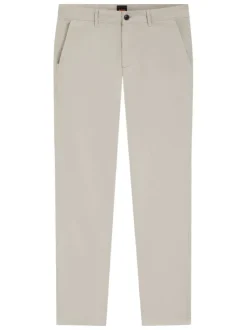 Pantalon Chino en coton taupe uni avec une coupe slim à zip et à bouton