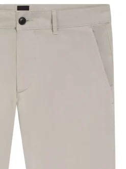 Pantalon Chino en coton taupe uni avec une coupe slim à zip et à bouton