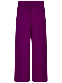Pantalon chino framboise uni coupe bootcut avec ruban à nouer