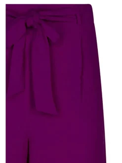 Pantalon chino framboise uni coupe bootcut avec ruban à nouer
