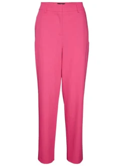 Pantalon chino fuchsia uni à coupe slim et une taille intermédiaire