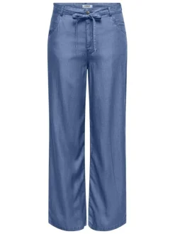 Pantalon chino gianna en coton bleu uni pourvu d'une coupe droite