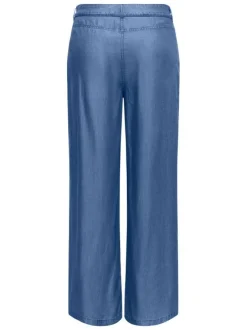 Pantalon chino gianna en coton bleu uni pourvu d'une coupe droite