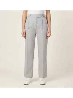 Pantalon chino gris clair uni avec une coupe droite et de multiples poches