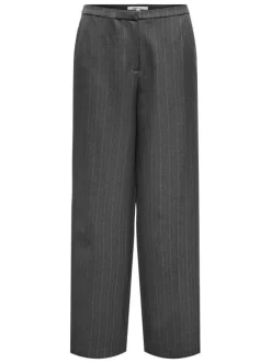 Pantalon chino gris uni avec une coupe droite et des poches à l'arrière