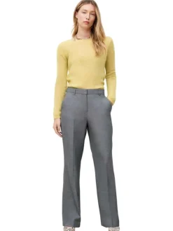 Pantalon chino gris uni avec une coupe droite muni d'un zip et d'une agrafe