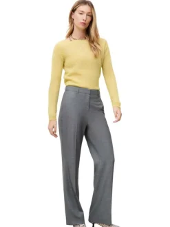 Pantalon chino gris uni avec une coupe droite muni d'un zip et d'une agrafe
